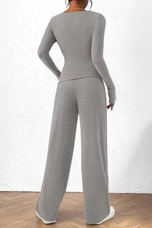 Casual suit asymmetrical long sleeved T-shirt wide leg pants casual sportswear