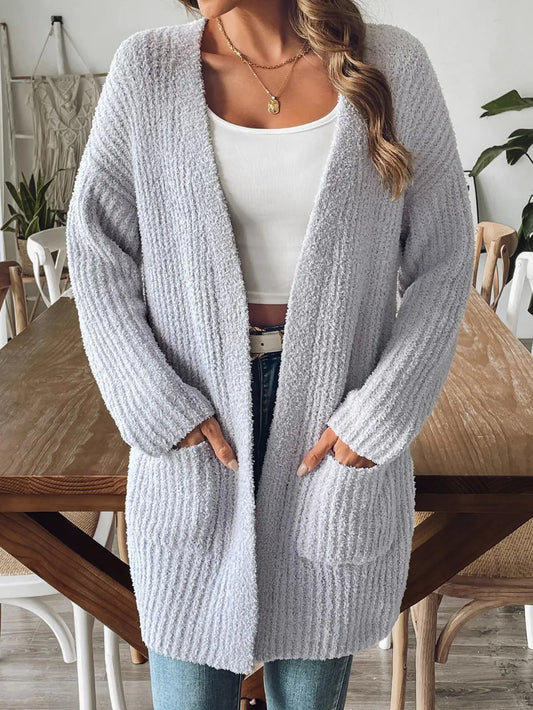 Autumn and winter new double pocket casual sweater jacket