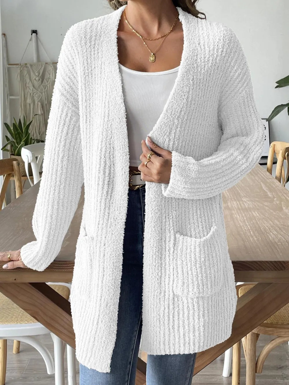 Autumn and winter new double pocket casual sweater jacket