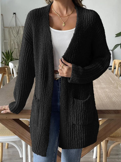 Autumn and winter new double pocket casual sweater jacket