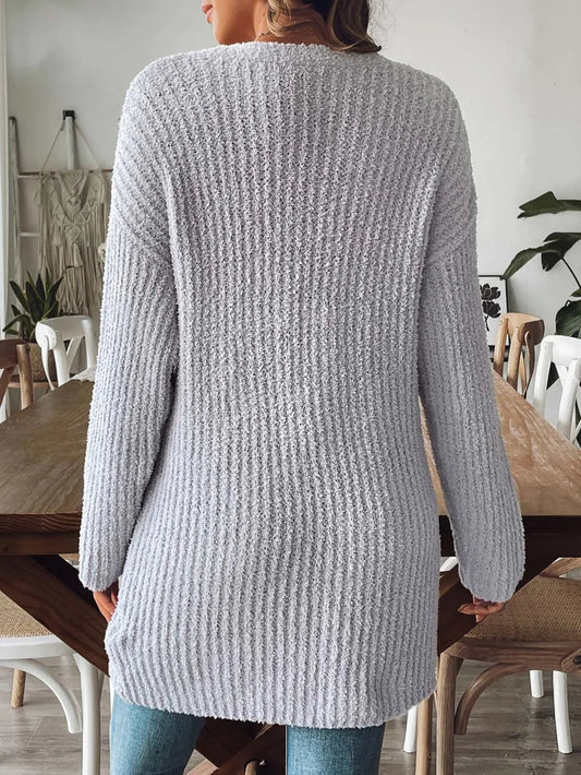 Autumn and winter new double pocket casual sweater jacket