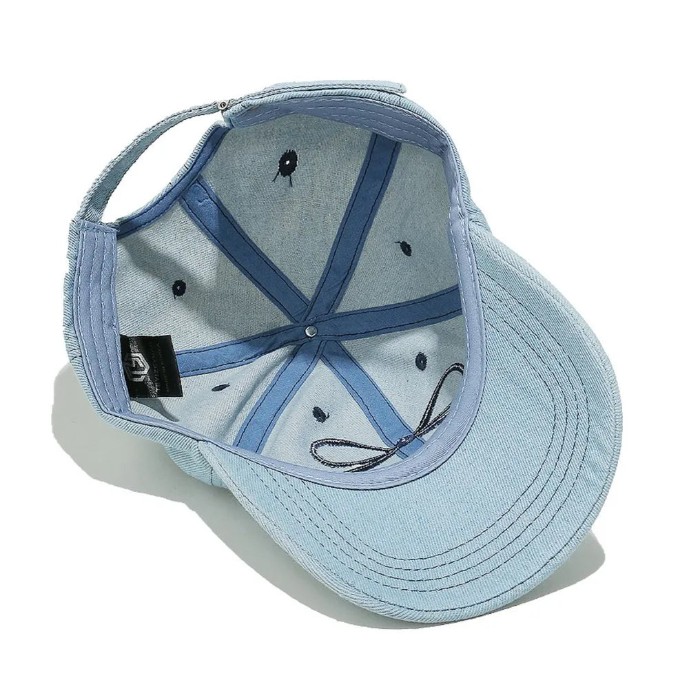 Bow Embroidered Denim Cap
