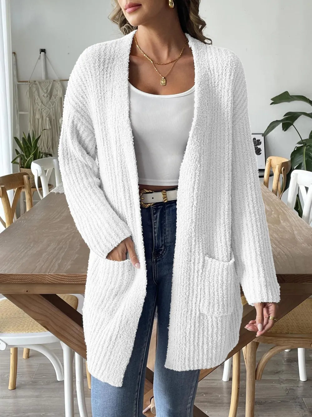Autumn and winter new double pocket casual sweater jacket