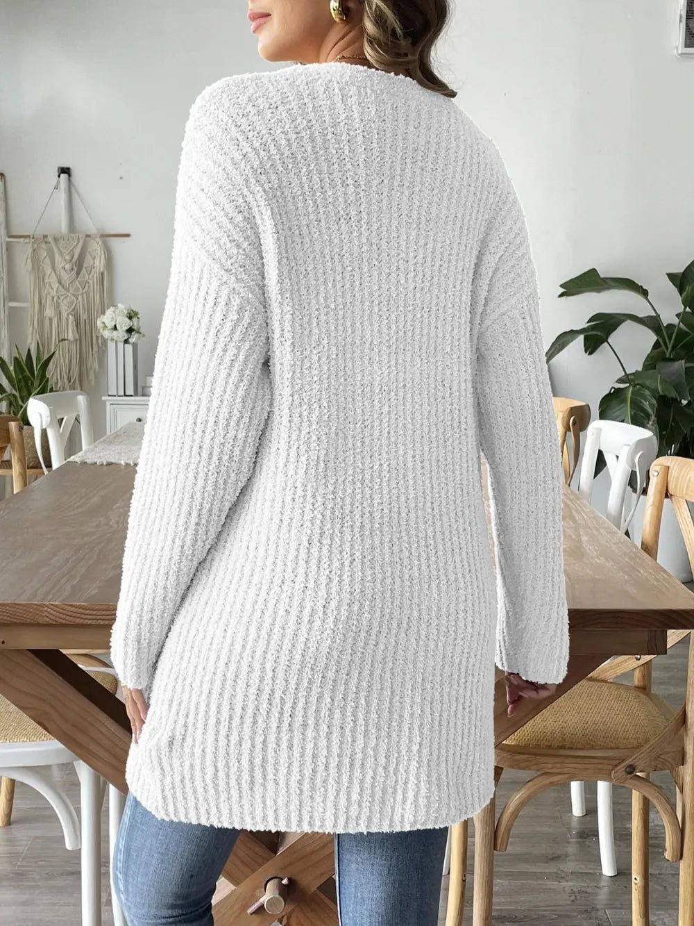 Autumn and winter new double pocket casual sweater jacket