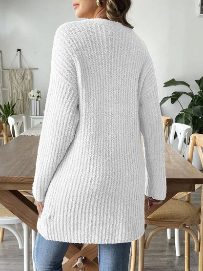 Autumn and winter new double pocket casual sweater jacket